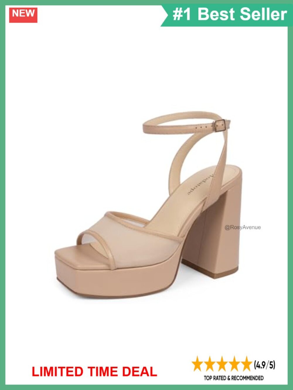 Platform Heels Chunky Heel Open Toe Ankle Strap Sandals Faux Leather